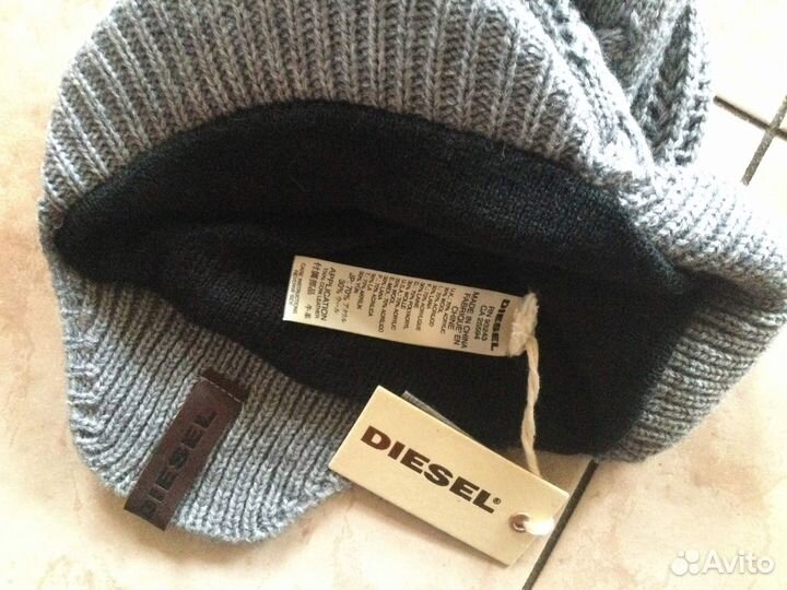 Шапка ушанка вязаная diesel
