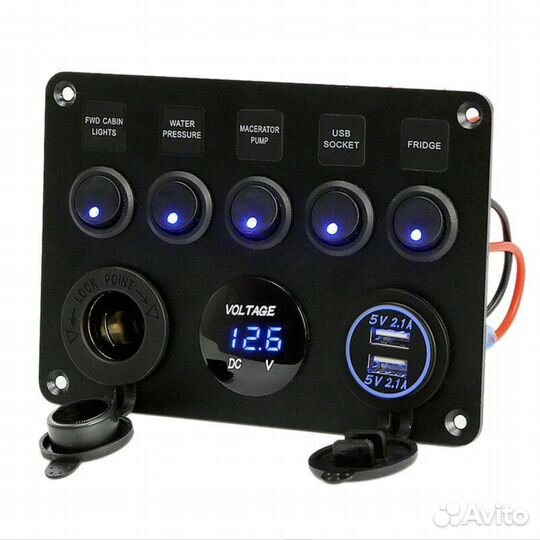 Панель для лодок на 5 выключателей