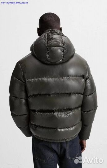 Пуховик Zara x Moncler глянцевый Хаки (Арт.42567)