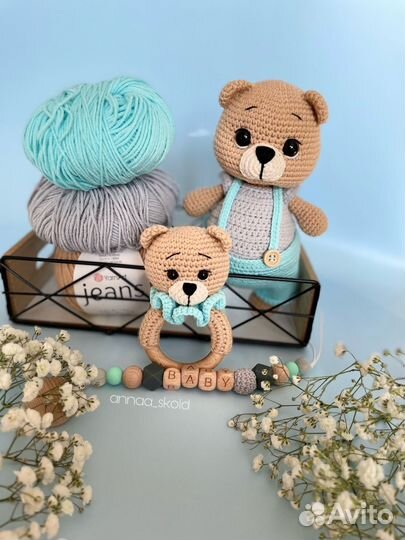 Вязаные игрушки ручной работы. Набор для малыша
