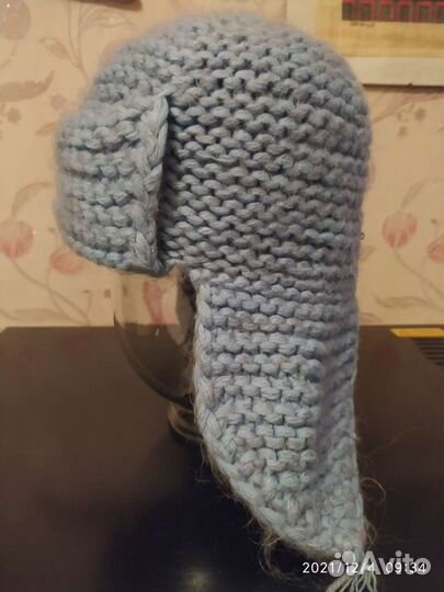 Шапка ушанка вязаная