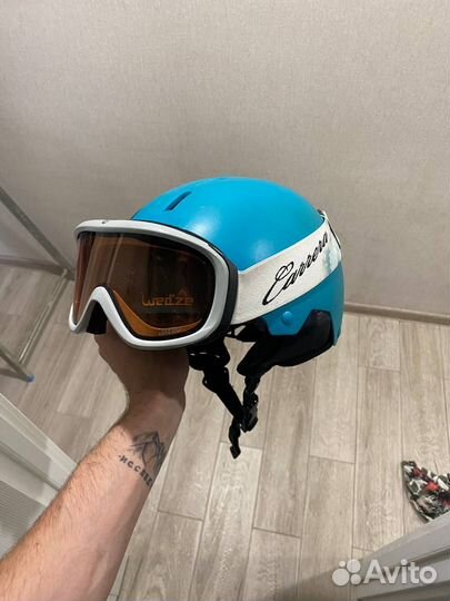 Шлем и очки горнолыжные