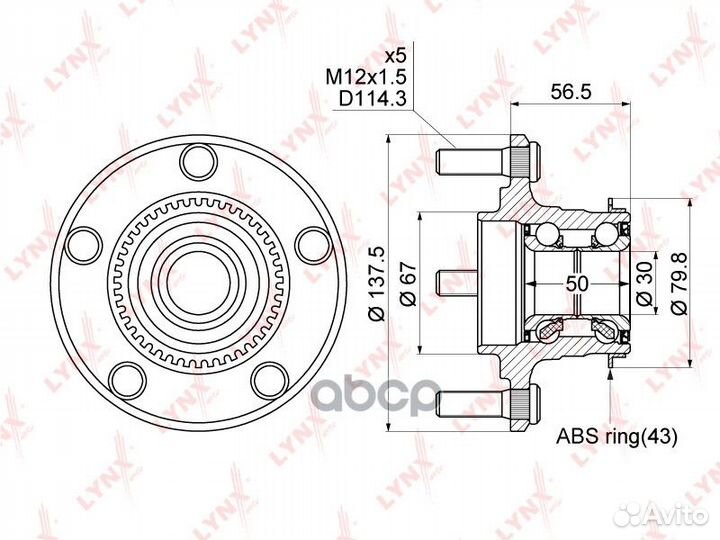 Ступица колеса зад прав/лев WH1077 lynxauto