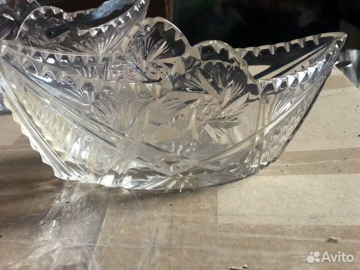 Хрустальная ваза / посуда/ салатник/ ладья