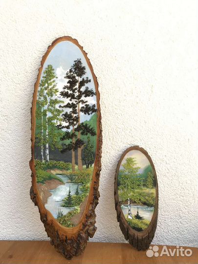 Панно из поделочного камня на дереве