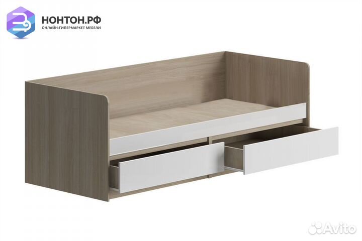 Кровать Челси 0.8 м белый глянец / сонома