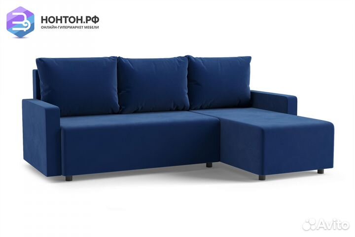 Диван угловой еврокнижка Мидгард темно-синий
