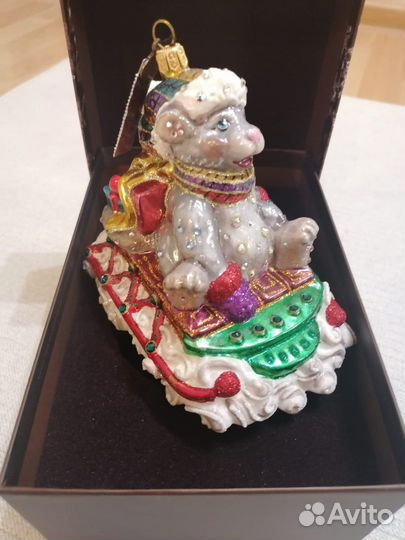 Ёлочная игрушка «Мышка на санках» Jay Strongwater