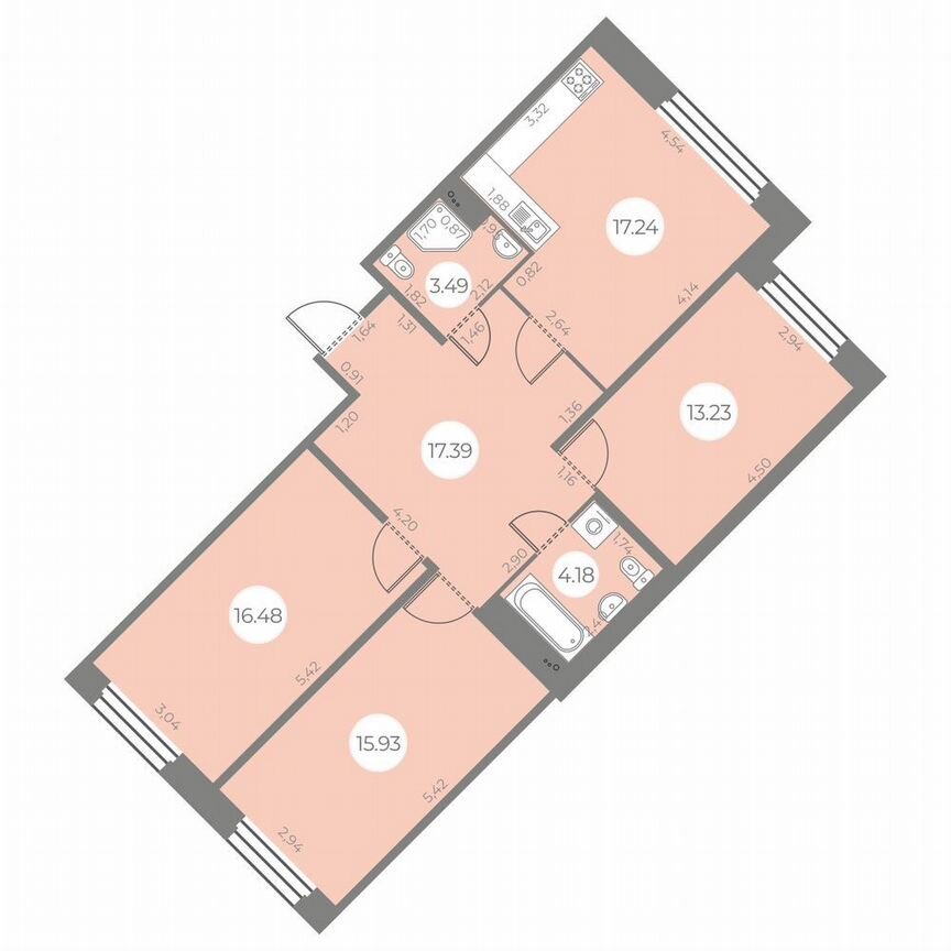 3-к. квартира, 87 м², 2/20 эт.