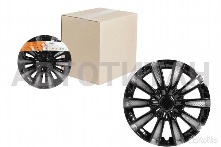 Колпаки колесные 15 Торнадо Т, серебристо-черный