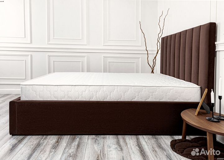 Кровать 160х200 шоколад Богема в велюре