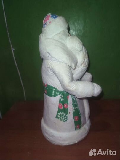 Дед Мороз вата папье-маше Этикетка Калинин 1960-70