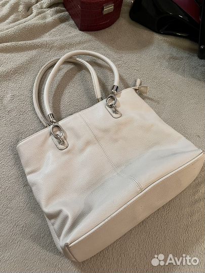 Сумка кожаная белая