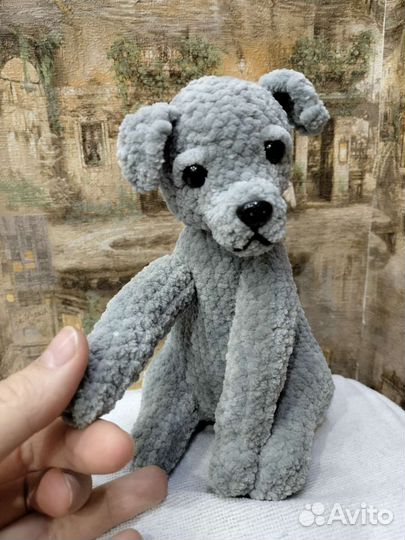 Собачка, щенок, вязанная игрушка, подарок