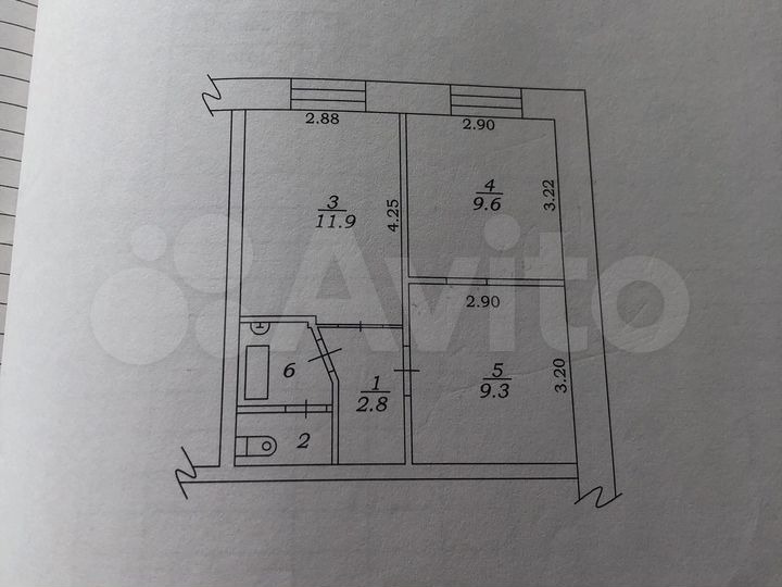 2-к. квартира, 37,1 м², 3/3 эт.
