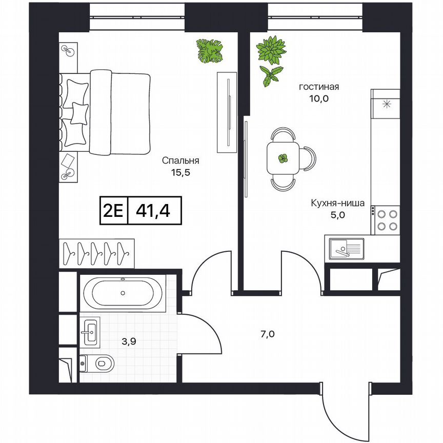 1-к. квартира, 41,4 м², 3/17 эт.