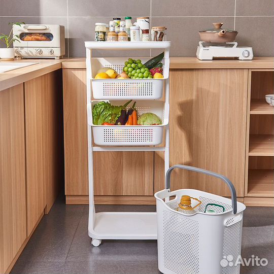 Этажерка на колесиках с ящиками для хранения