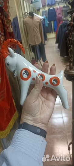 Статуэтка козёл гжель СССР с заводскими дефектами