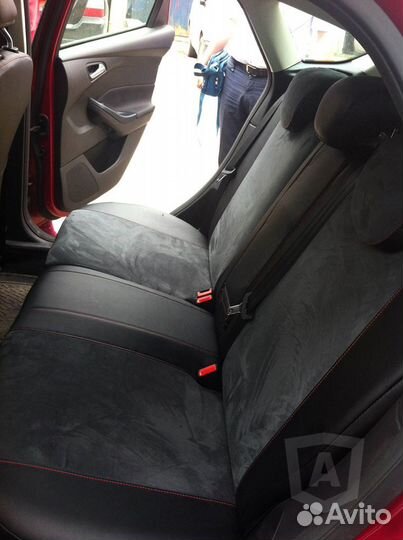 Чехлы на Nissan Micra (K12) (экокожа+алькантара)