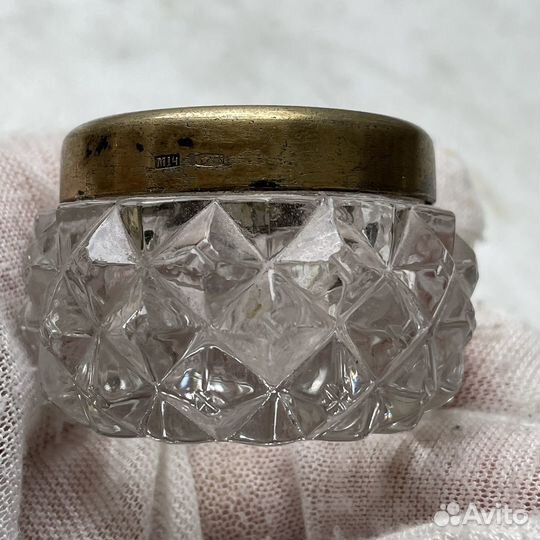 Солонка СССР серебро+стекло 875 проба