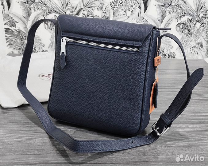 Мужская кожаная сумка Hermes black новая люкс