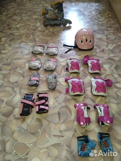 Роликовые коньки детские р. 27-30 с защитой