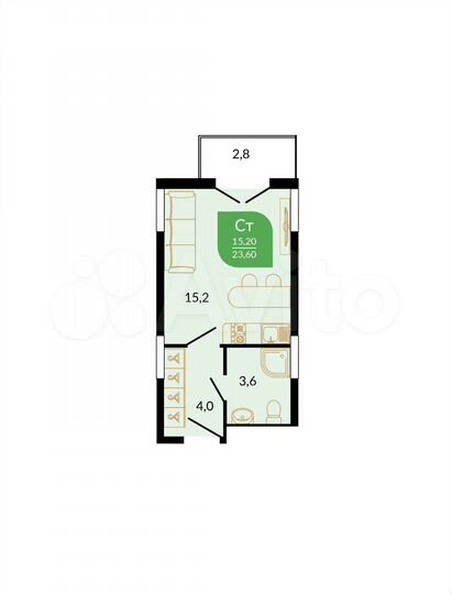 Квартира-студия, 26 м², 12/12 эт.