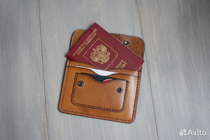 Обложка чехол для автодокументов из кожи
