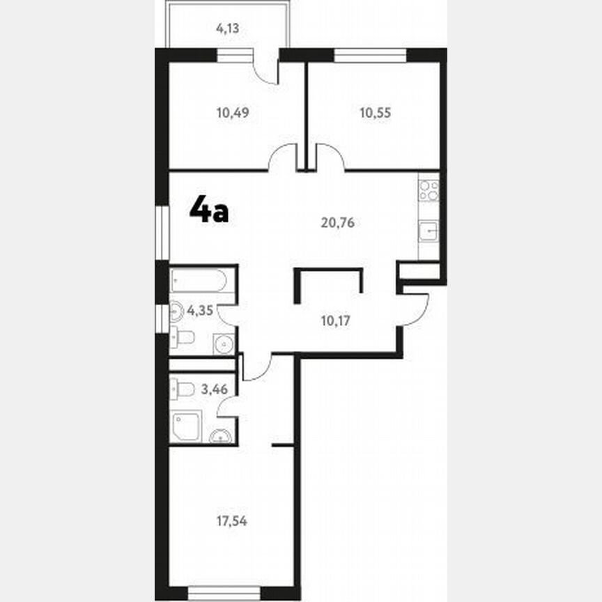 3-к. квартира, 77 м², 11/17 эт.