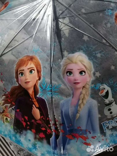 Детские прозрачный зонт холодное сердце лисичка