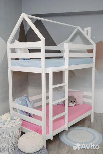Двухъярусная кровать домик классика
