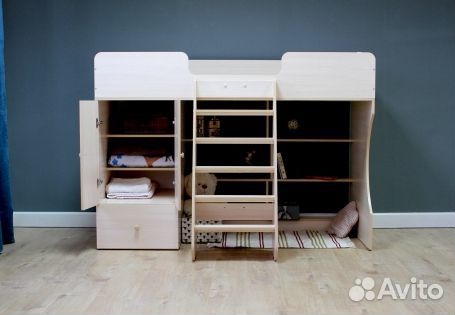 Детская кровать чердак со шкафом