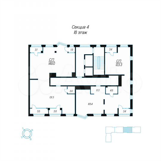 1-к. квартира, 123,3 м², 18/24 эт.