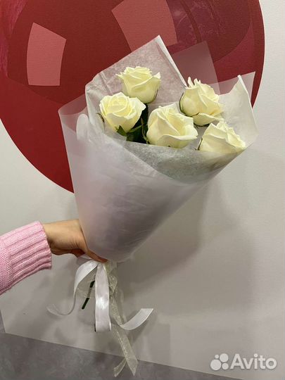 Букет цветов из белой розы