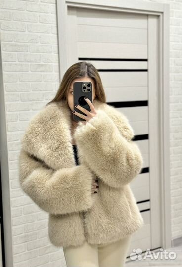 Шуба из эко меха под песца