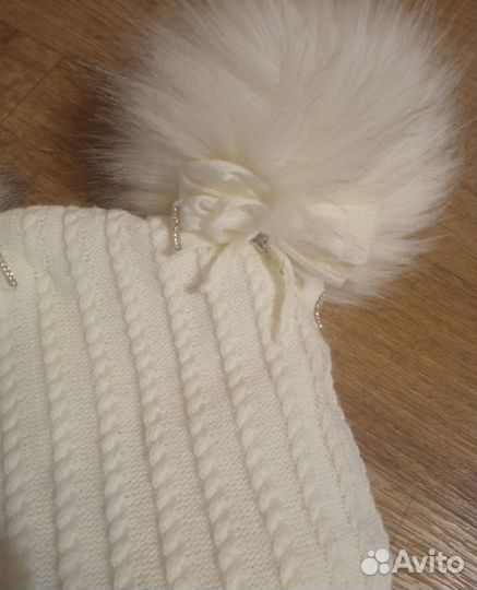 Комплект шапка и шарф для девочки 50-52 см