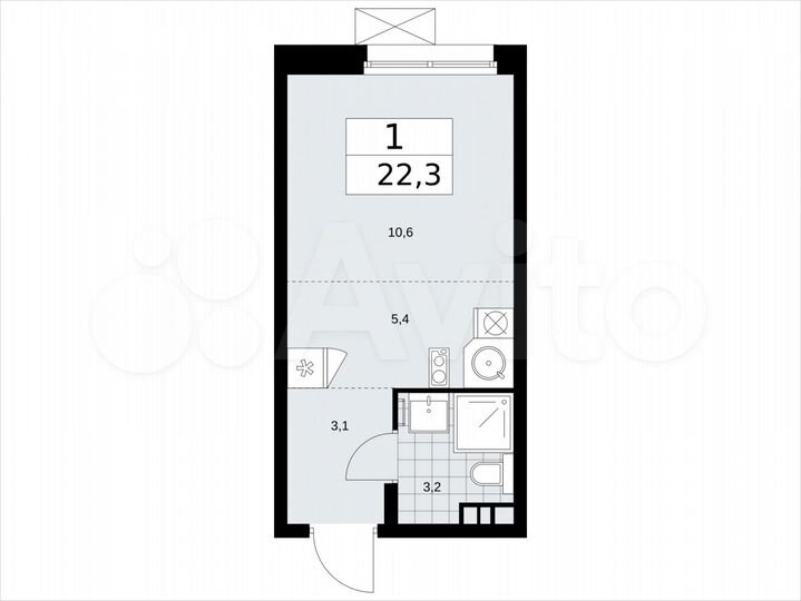 Квартира-студия, 22,3 м², 3/13 эт.