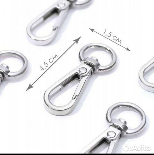 Карабин металлический, 45 15 мм / 10 2,2 мм, 5 шт