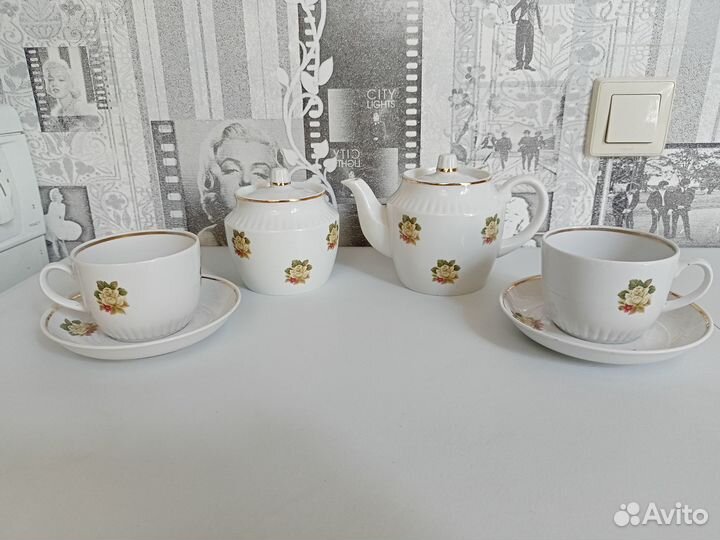 Фарфоровый чайный сервиз дфз Вербилки СССР