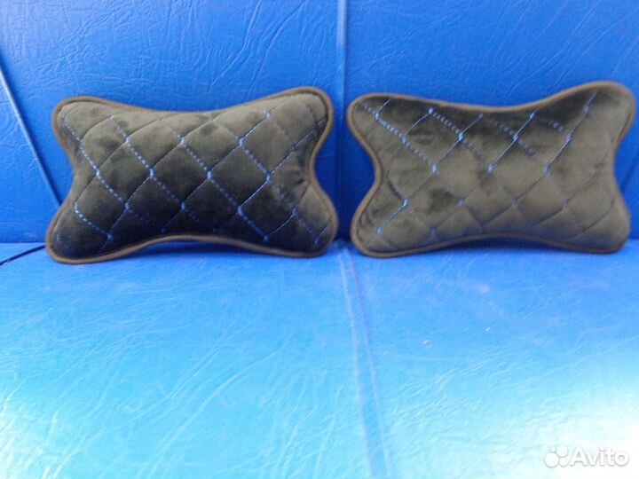 Подушки велюровые 2 шт чёрный,синий ромб