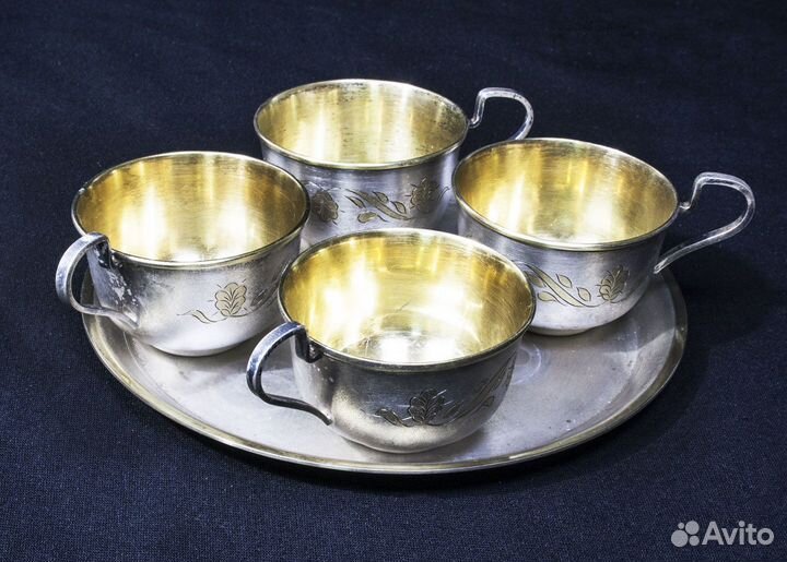 Набор кофейный Чашки 4 шт и поднос, 9юммет, 8 юмме