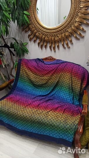 Платок шаль теплая 145см шерсть /шелк италия