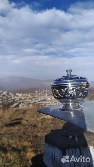 Серебряная конфетница 875 пробы