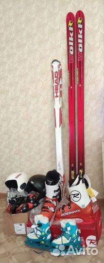 Горные лыжи/шлем/крепления/ботинки/коньки
