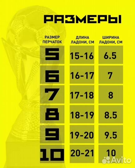 Вратарские перчатки 10 размер