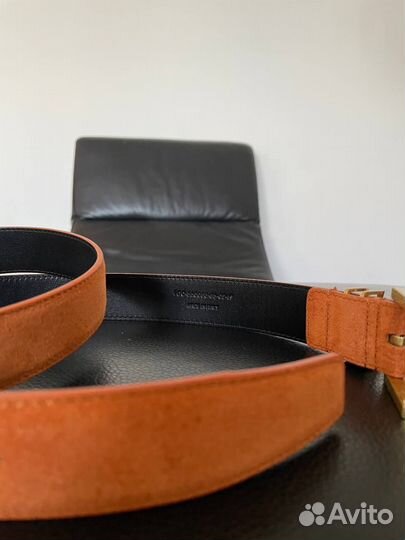 Ремень Saint Laurent monogram suede belt 30mm