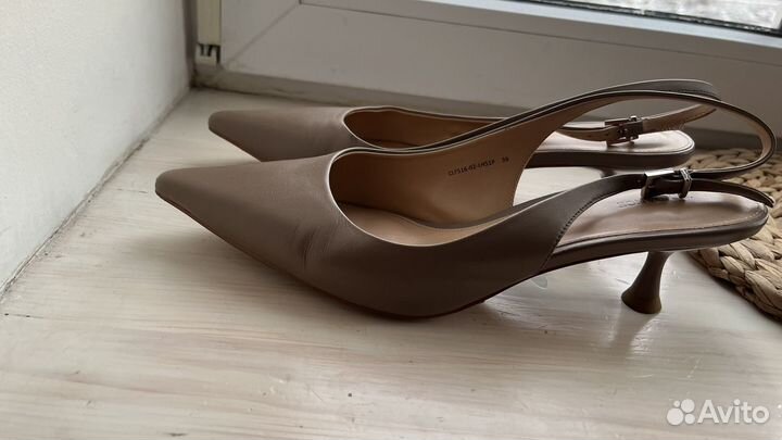 Туфли слингбэки 39 натуральная кожа