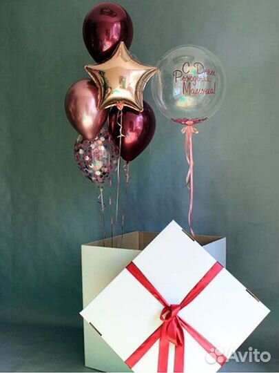 Коробка сюрприз с воздушными шарами