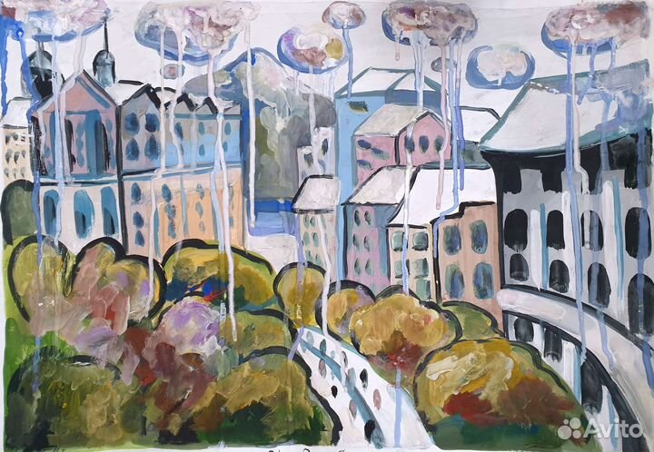 Картина. Город. Гуашь/ватман