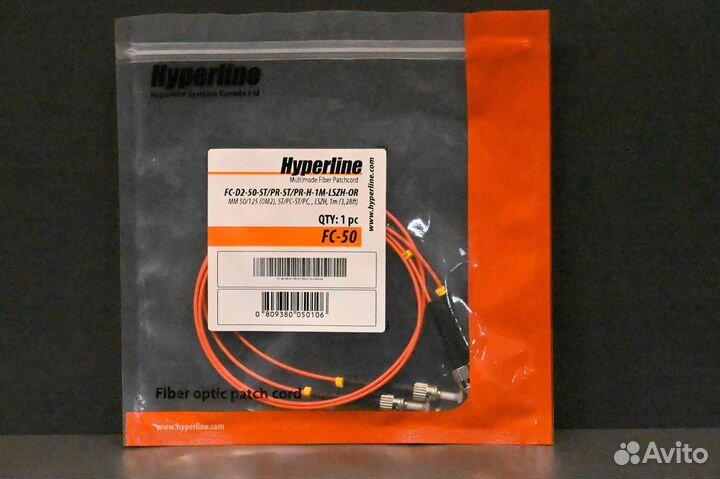 Hyperline FC-D2-50-ST PR-ST PR-H-1M-lszh-OR 1 шт